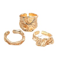 Nouvel Arrivage Transfrontalier : Ensemble de 3 Bagues en Alliage aux Formes Géométriques Créatives, Style Instagram, Minimaliste, Luxe Léger, Électroplaqué