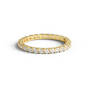 18K Gold Plated Round Brilliant Cut Diamond <b>Ring</b> Full Eternity Band Wedding Anniversary Gift <b>Stacking</b> <b>Ring</b> Fine Jewelry - Product Image 1