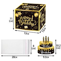 Tirelire d'anniversaire pour argent comptant, cadeau d'explosion de boîte surprise noire pour homme, porte-monnaie milliardaire avec carte coulissante