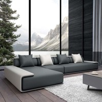 Canapé Modulaire d'Angle Moderne de Luxe en Tissu Velours pour Salon, Sectionnel en Lin avec Fauteuil Inclinable