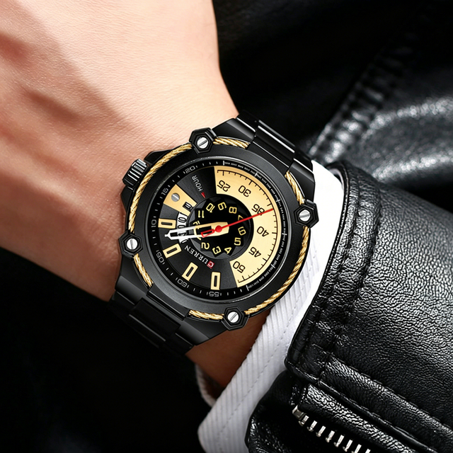 For 8345 Men's Quartz Watch Stainless Steel Band Pointer Dial Leisure Style 30M Water Resistant Foreign Trade Timepiece