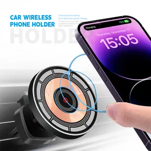 Iphone için yüksek kalite doğal ABS alüminyum alaşımlı malzeme kablosuz araba şarjı tutucu