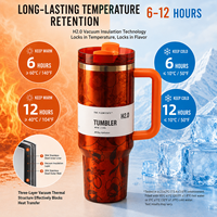 Nouveau Cadeau : Tasse Isotherme Originale 1:1 en Acier Inoxydable, Grande Bouteille Isotherme à Motif Floral de 40oz avec Paille et Poignée