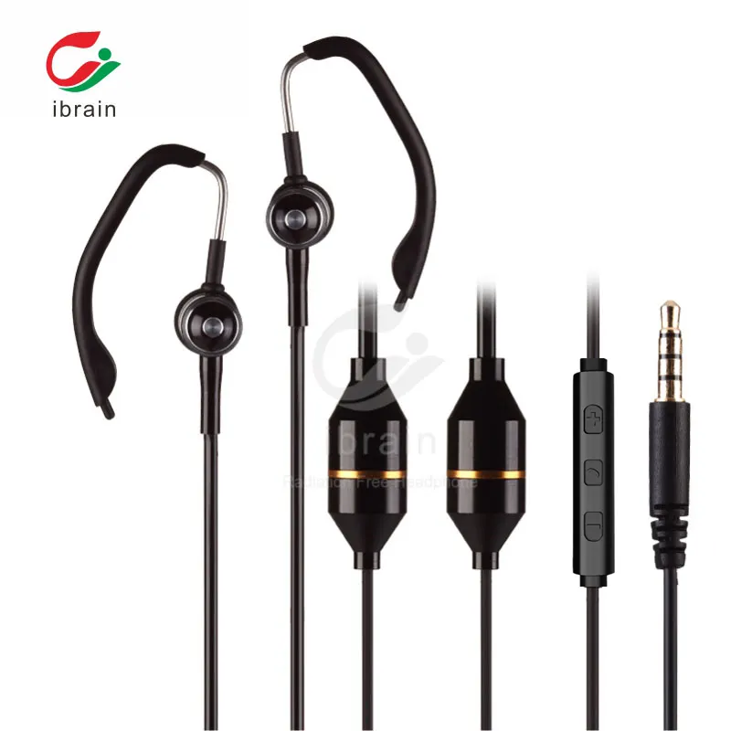 Earphone Anti Radiasi dengan Mikrofon, Headset Tabung Udara, Headphone Bebas Radiasi, Kait Telinga Yang Dapat Disesuaikan, Earphone Anti EMF, untuk Penggunaan Ponsel