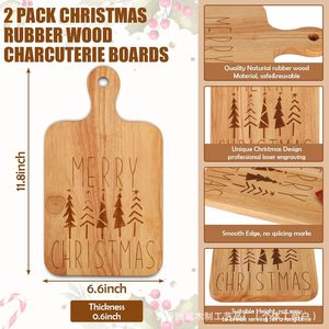 Plateau de Noël en bois avec poignées en bois massif, plateau à fromage, plateau de service pour fête, planche à découper - Product Image 4