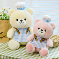Ensemble de jouets en peluche mignon ours de chef-adorables ours en peluche dans des tabliers à carreaux et des chapeaux de chef jouets en peluche