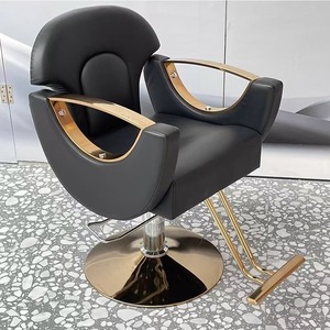 Fauteuil de Barbier Moderne en Cuir PU Noir, Chaise de Salon Hydraulique Réglable en Hauteur pour Coiffure - Product Image 1