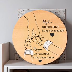 Plaque commémorative en bois personnalisée pour bébé, cadeau d'annonce de naissance, souvenir de naissance, prix usine - Product Image 3