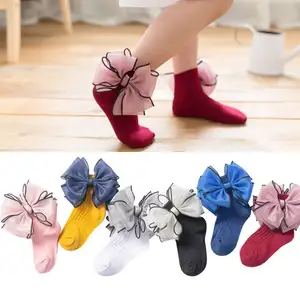 Großhandel Frühling Hot Sale Koreanische Mode Big Lace Bow Princess Socken Weiche Baumwolle Fancy Bow Kids Girls Socken