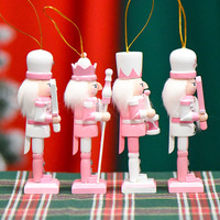 13CM Nordischer Rosa-Weißer Niedlicher Nussknacker Großhandel Kreative Heimdekoration Persönliches Geschenk Weihnachtsdekoration