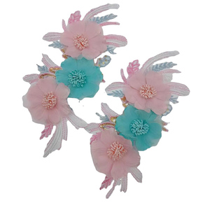 Accesorios de ropa de mujer Ropa de tela <span class=keywords><strong>Encaje</strong></span> Pegado a mano <span class=keywords><strong>Rosa</strong></span> Azul Flor Apliques Parche - Product Image 6
