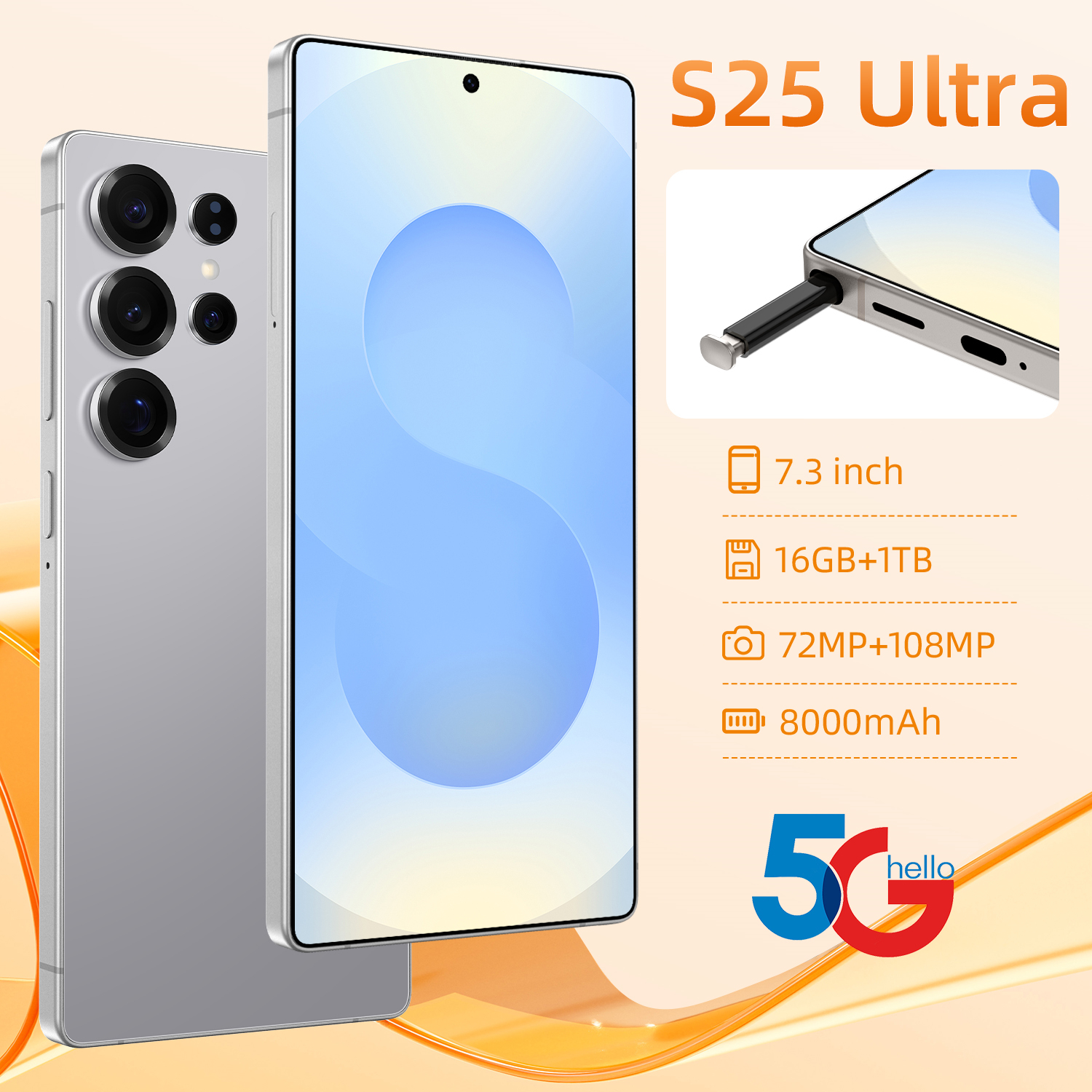 Смартфон S25Ultra 5G, с функцией распознавания лиц