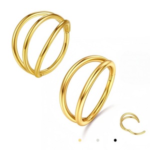 Anneau de nez double couche en acier inoxydable 316, bijou de piercing unisexe géométrique rond - Product Image 1