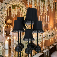 Ensemble de 3 lampes de table sans fil de différentes hauteurs, en fer et métal, avec abat-jour en tissu, pour centres de table de mariage
