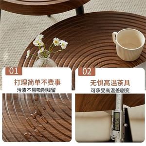 Ensemble de tables basses rondes en bois massif nordique, mobilier de salon au design minimaliste pour petit appartement, usage domestique - Product Image 2