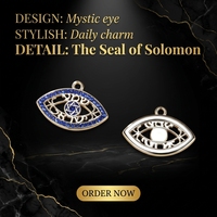Pendentif vintage en acier inoxydable plaqué or avec strass et cristal, motif Œil de Salomon, accessoires de bijoux pour boucles d'oreilles