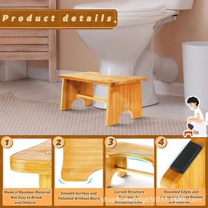 Taburete de Baño de Madera Maciza Color Bambú Plegable Multiusos Reposapiés de Baño Diseño Minimalista - Product Image 5