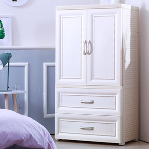 Kids clothes srorage cupboard plastic cabinet 4 layer drawer with 2 open door