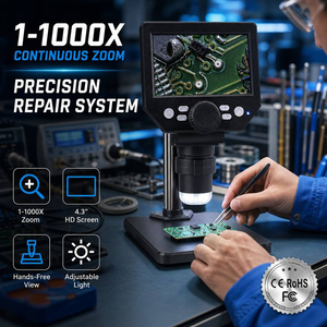 <span class=keywords><strong>Microscopio</strong></span> digital Lcd portátil de 4,3 pulgadas de gran oferta 1000x, <span class=keywords><strong>microscopio</strong></span> de moneda Usb con <span class=keywords><strong>microscopio</strong></span> de luz - Product Image 1