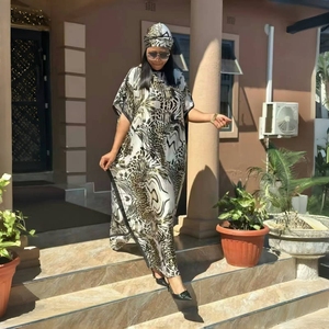 Abito Dubai stile Designer di moda satinato africano caftano Plus Size liscio in poliestere allentato di lusso stampato Abaya - Product Image 3