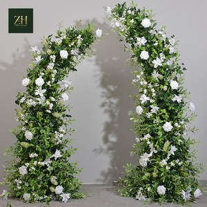 Arche florale artificielle de luxe rustique en soie et fer, 6 pieds, avec verdure et feuillage sauvage, pour arrangement floral, idéale pour forêt, jardin et cérémonie de mariage discret - Product Image 1