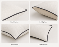 Coussin carré lombaire personnalisé en lin ivoire d'extérieur, hydrofuge, résistant aux UV, séchage rapide, mousse haute densité, antidérapant