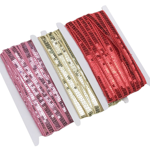 Rifiniture in pizzo multicolore da 1 cm con bordo in pizzo da taglio etnico con sequenza di paillettes - Product Image 5