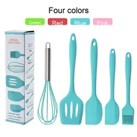 Ensemble de 5 ustensiles de cuisine en silicone pour la pâtisserie : fouet, spatule à steak, couteau en plastique, kit d'outils de cuisson en silicone pour usage domestique