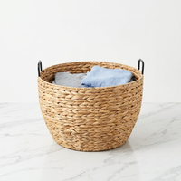Panier de rangement empilable en jonc de mer écologique et créatif, boîte de rangement tressée multi-usages pour la maison, panier à linge rond pour articles divers