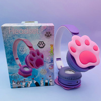 Casque audio Catpaw Cartoon, casque stéréo pliable, casque Bluetooth supra-auriculaire
