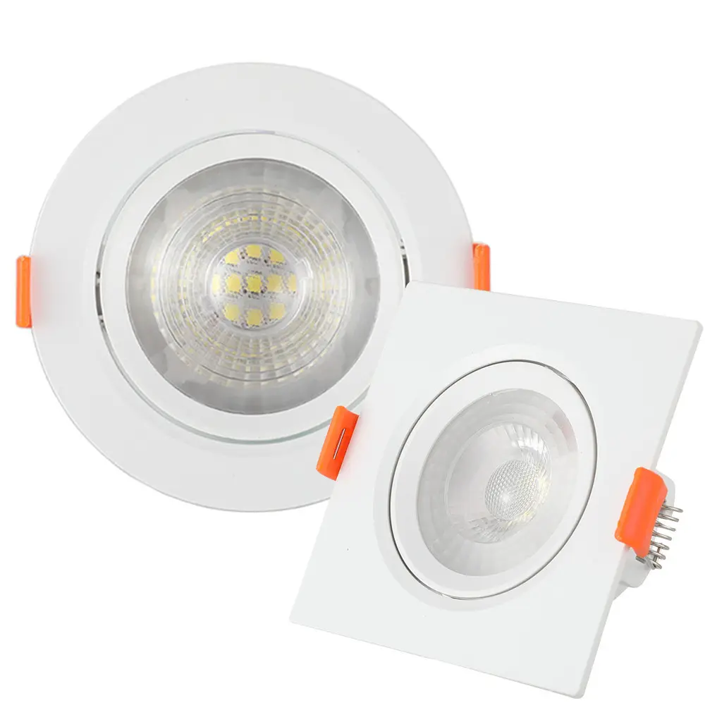 Faretto da incasso a soffitto in plastica COB faretto da incasso quadrato rotondo 3W 5W 7W faretto da incasso a LED