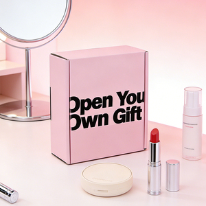 Boîtes d'emballage cadeaux en carton ondulé personnalisées, pliables, roses, pour l'expédition et le courrier, avec logo - Product Image 3