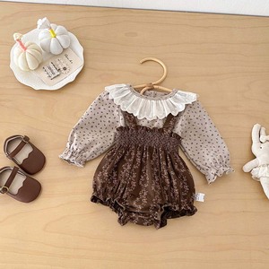 Conjunto de duas peças estilo coreano INS para primavera e outono, com blusa floral de manga comprida e macacão de veludo cotelê para bebês e crianças pequenas, elegante para meninas. - Product Image 1
