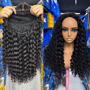 Perruque <span class=keywords><strong>mi</strong></span>-tête souple et bouclée en <span class=keywords><strong>cheveux</strong></span> humains, sans colle, motif bouclé naturel, installation rapide pour femmes, <span class=keywords><strong>cheveux</strong></span> bruts - Product Image 1