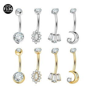 Gaby Astm F136 Titanium Buik Ringen Interne Draad G23 Titanium Lange Bar Navel Piercing Groothandel Navel Ring Piercing Sieraden - Product Image 1