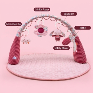 Tappeto Sensoriale Floreale per <span class=keywords><strong>Neonati</strong></span> con Archi Imbottiti, Tappetino per Gioco e Tummy Time, Rosa Vintage Trapuntato - Product Image 6