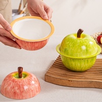 Pot à ragoût en céramique en forme de pomme Lelyi, créatif et mignon, avec couvercle, pour usage domestique, tasse à dessert haut de gamme et raffinée, vente en gros