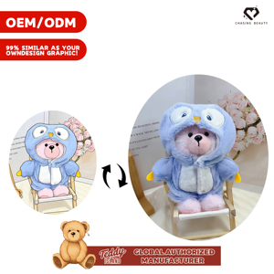 Teddy <span class=keywords><strong>ISLAND</strong></span>, autorisation mondiale, costume de pingouin bleu clair, ours en peluche personnalisé, jouet en peluche doux - Product Image 1