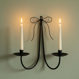 Modern Black Metal Double Wall <b>Candle</b> Holder Decorative Iron Wall <b>Sconce</b> Taper <b>Candle</b> Stand for Home Decor - Product Image 5