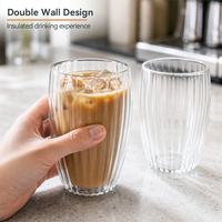 Juego de Vasos de Doble Pared de Vidrio Borosilicato, 250ml/350ml/450ml, Alta Transparencia, Sin Plomo, Sin BPA, Aptos para Lavavajillas, Bonitos Vasos para Bebidas