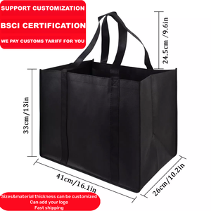 Sacolas de Compras Ecológicas Reutilizáveis Personalizadas, Sacolas de Compras Resistentes, Sacolas Grandes para Compras, Sacolas Pretas de Compras Não Tecidas - Product Image 3