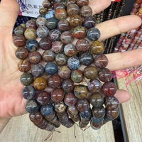 Perles rondes lisses en agate naturelle Yanyuan, mélange de couleurs, pour la fabrication de bijoux DIY, brin de 15 pouces