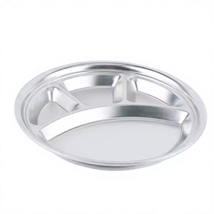 Bandeja para servir con compartimento ovalado Bandeja rectangular ovalada de acero inoxidable con 5 compartimentos Bandeja para servir con 4 compartimentos - Product Image 1