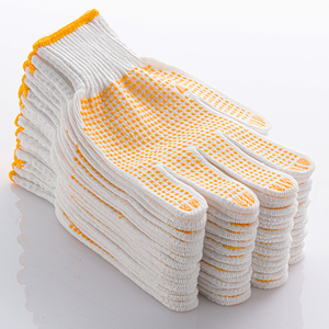 Guante de punto sin costuras de hilo de algodón blanco de PVC punteado calibre 7/10 guante de trabajo de seguridad de lunares dobles de PVC construcción antideslizante - Product Image 1