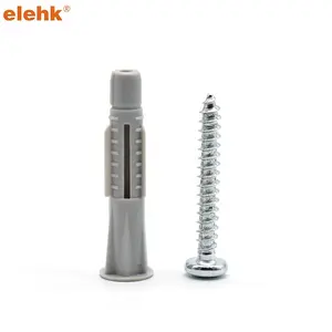 Elehk 6mm 10mm grey PE PA Plastic Anchor Wall Plug Plastic Nylon Anchor Plastic Wall Anchor
