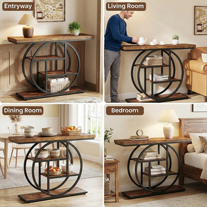 Table de <span class=keywords><strong>console</strong></span> industrielle à 4 niveaux au design moderne pour entrée, couloir, salon et hall d'entrée - Product Image 5
