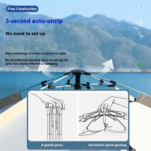 Tenda Esagonale Portatile da Esterno, Set Completo di Attrezzatura, Tenda da <span class=keywords><strong>Campeggio</strong></span> Automatica in Tessuto Oxford Rinforzato per Campeggiatori - Product Image 2