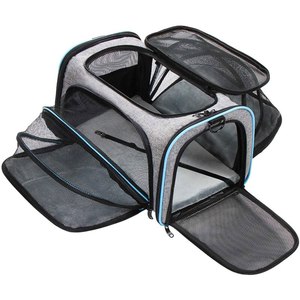 Sac de voyage pour animaux de compagnie approuvé par les compagnies aériennes porte-bagages souples pliables réfléchissants extensibles en maille avec fermeture à glissière - Product Image 3