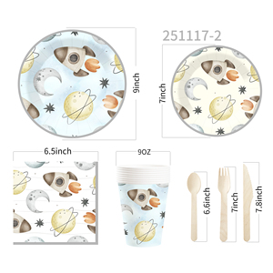 DAMAI - Juego de Platos, Vasos y Servilletas de Papel con Temática Espacial para Fiestas de Cumpleaños, Decoraciones Desechables para Fiestas de Galaxia para 8 Personas - Product Image 5