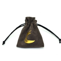 Petite pochette à bijoux à cordon Sac à doublure en satin de velours avec logo estampé à chaud en or personnalisé